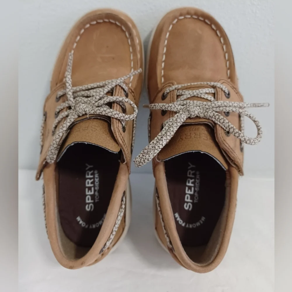 Sperry Kids Tan Brown Lace Moccasin Boat Shoes
